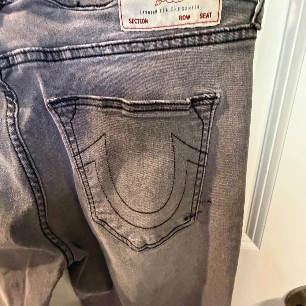 True Religion Mens‎ Jeans Geno Relaxed Slim Gray Size 34 Flawed